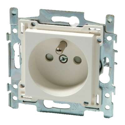 NIKO - Prise de courant avec broche de terre et sécurité d'enfants, blanc